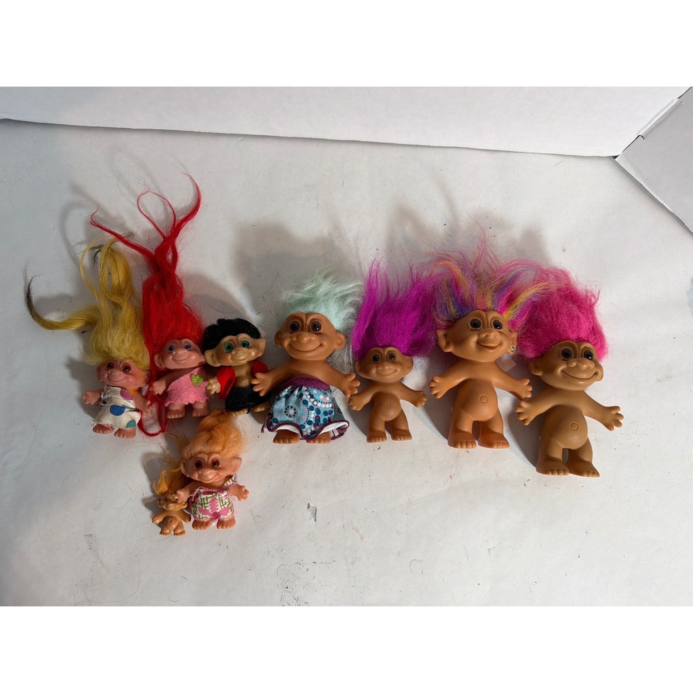 Vintage Russ Berrie Troll Doll Lot of 8 Bright of America Retro 90s Toys